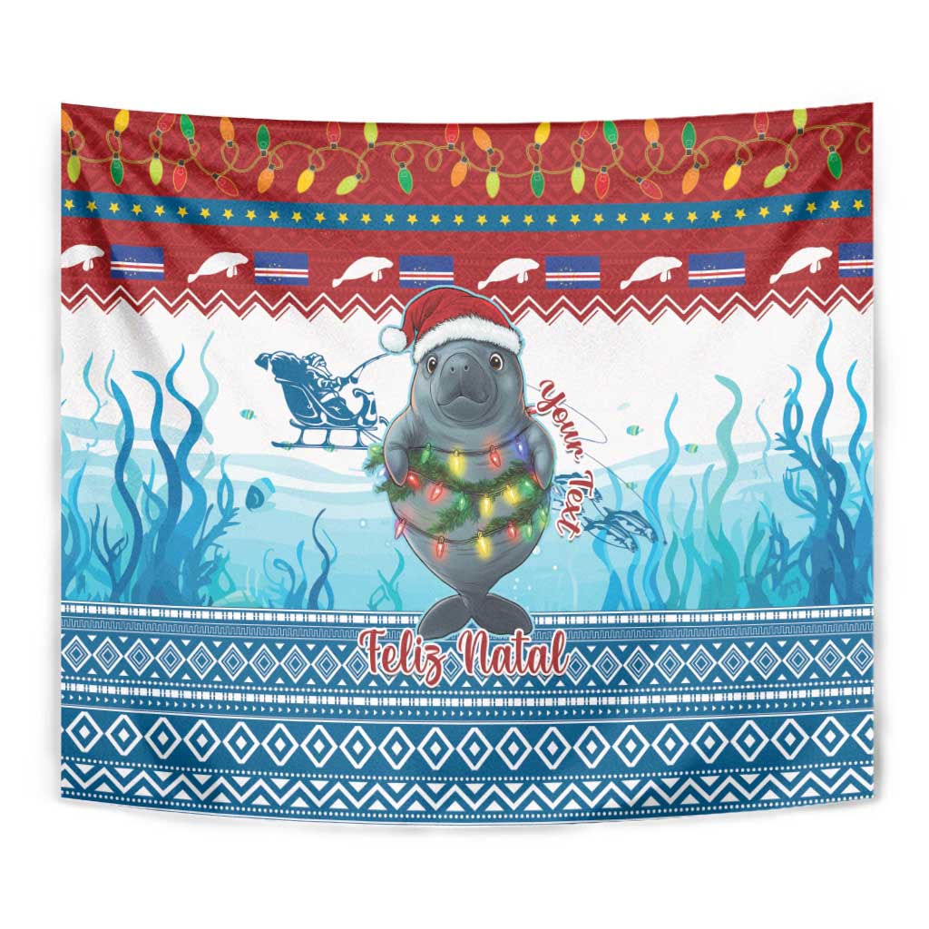 Personalised Cape Verde Christmas Tapestry Manatee Feliz Natal - Wonder Print Shop