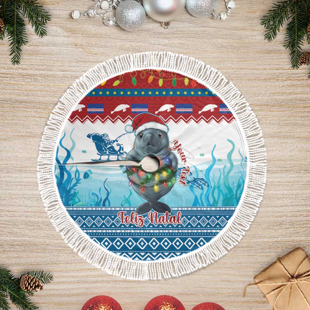 Personalised Cape Verde Christmas Tree Skirt Manatee Feliz Natal - Wonder Print Shop