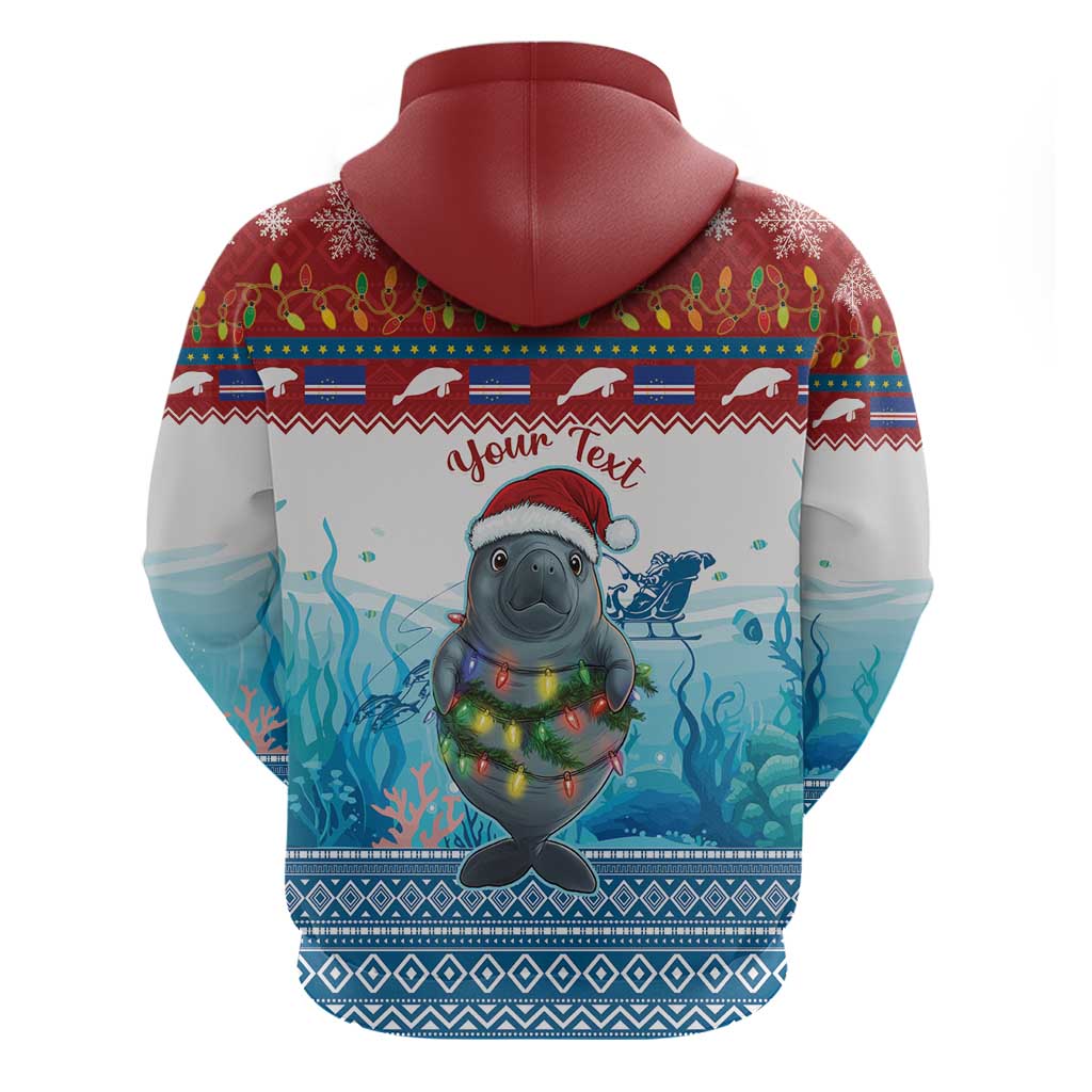 Personalised Cape Verde Christmas Zip Hoodie Manatee Feliz Natal - Wonder Print Shop