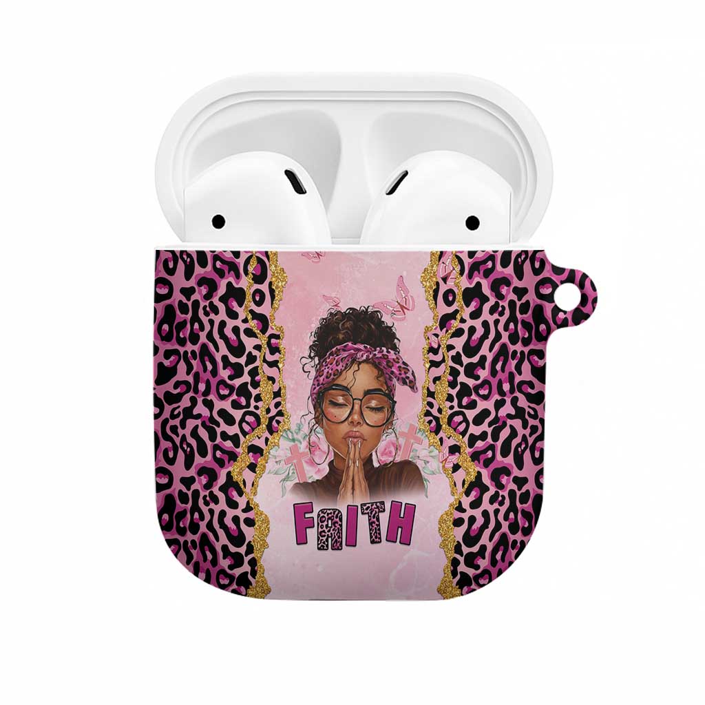 Black Her Story AirPods Case Faith Pink Leopard - Wonder Print Shop