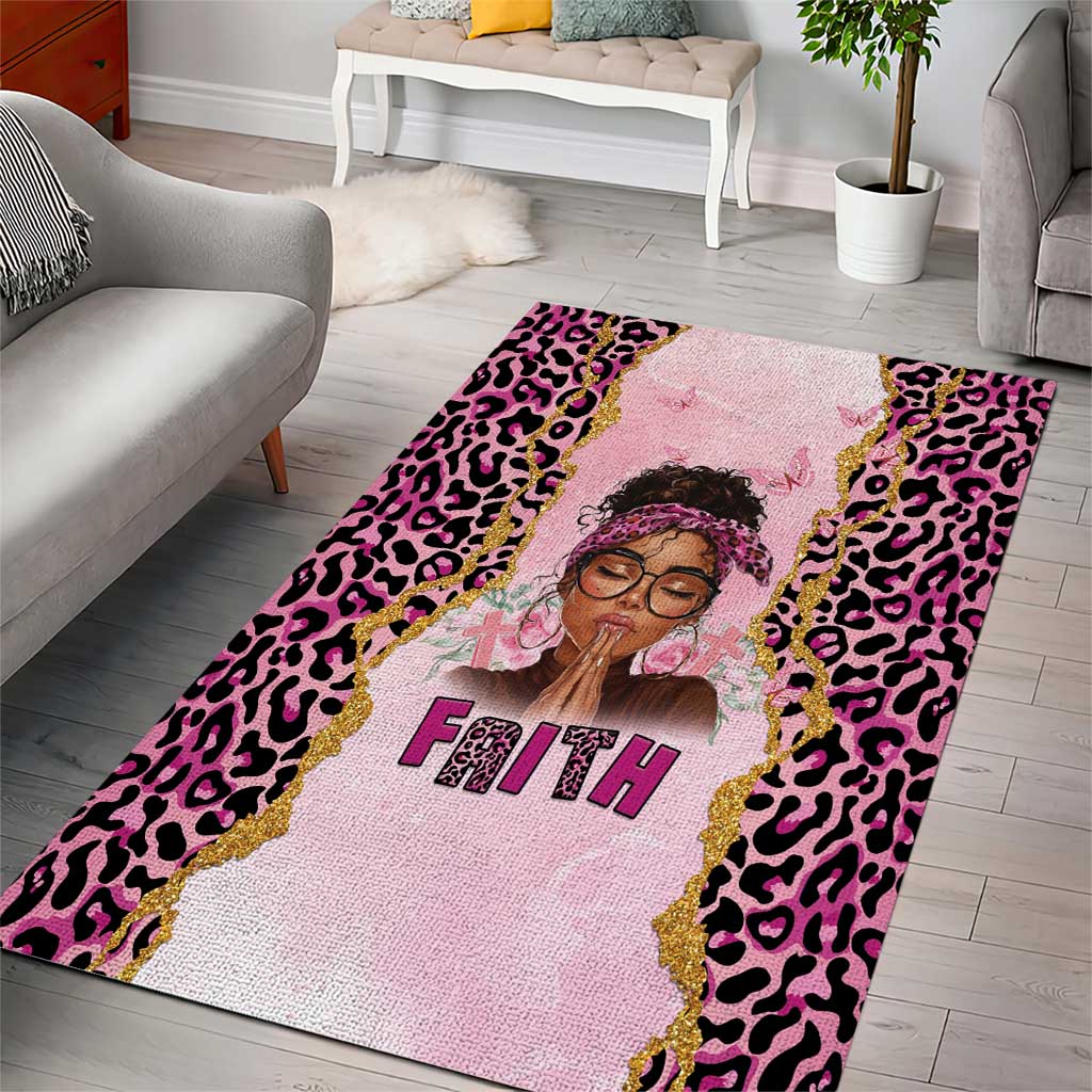 Black Her Story Area Rug Faith Pink Leopard - Wonder Print Shop