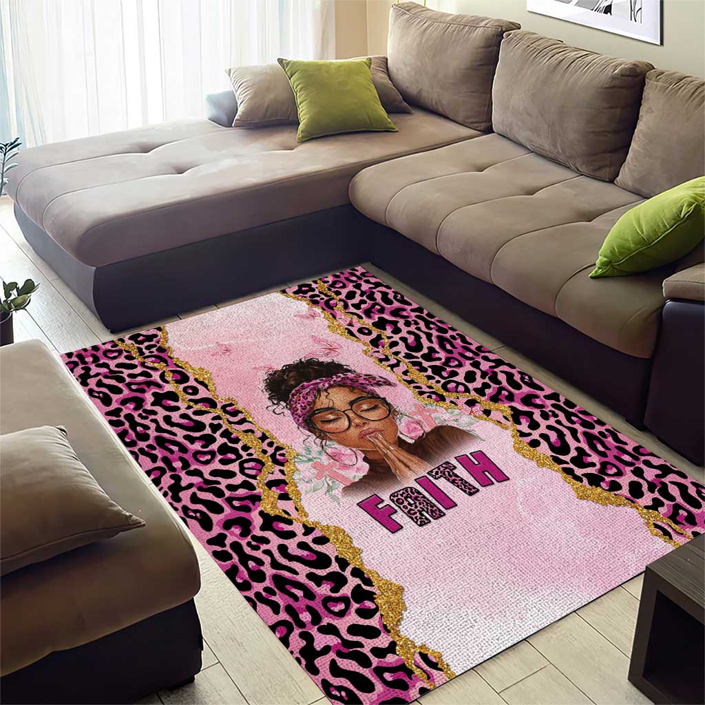 Black Her Story Area Rug Faith Pink Leopard - Wonder Print Shop