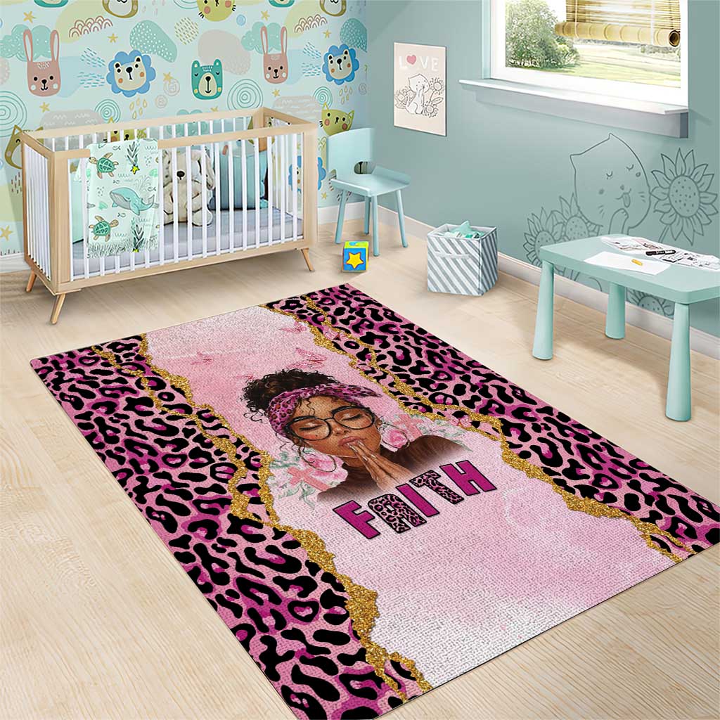 Black Her Story Area Rug Faith Pink Leopard - Wonder Print Shop