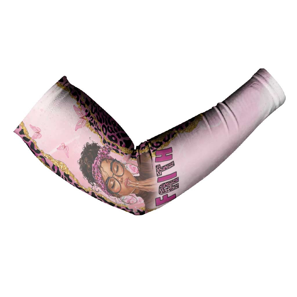 Black Her Story Arm Sleeves Faith Pink Leopard - Wonder Print Shop