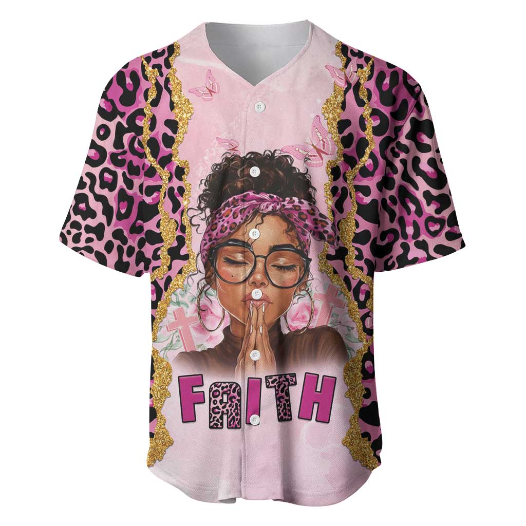 Black Her Story Baseball Jersey Faith Pink Leopard - Wonder Print Shop
