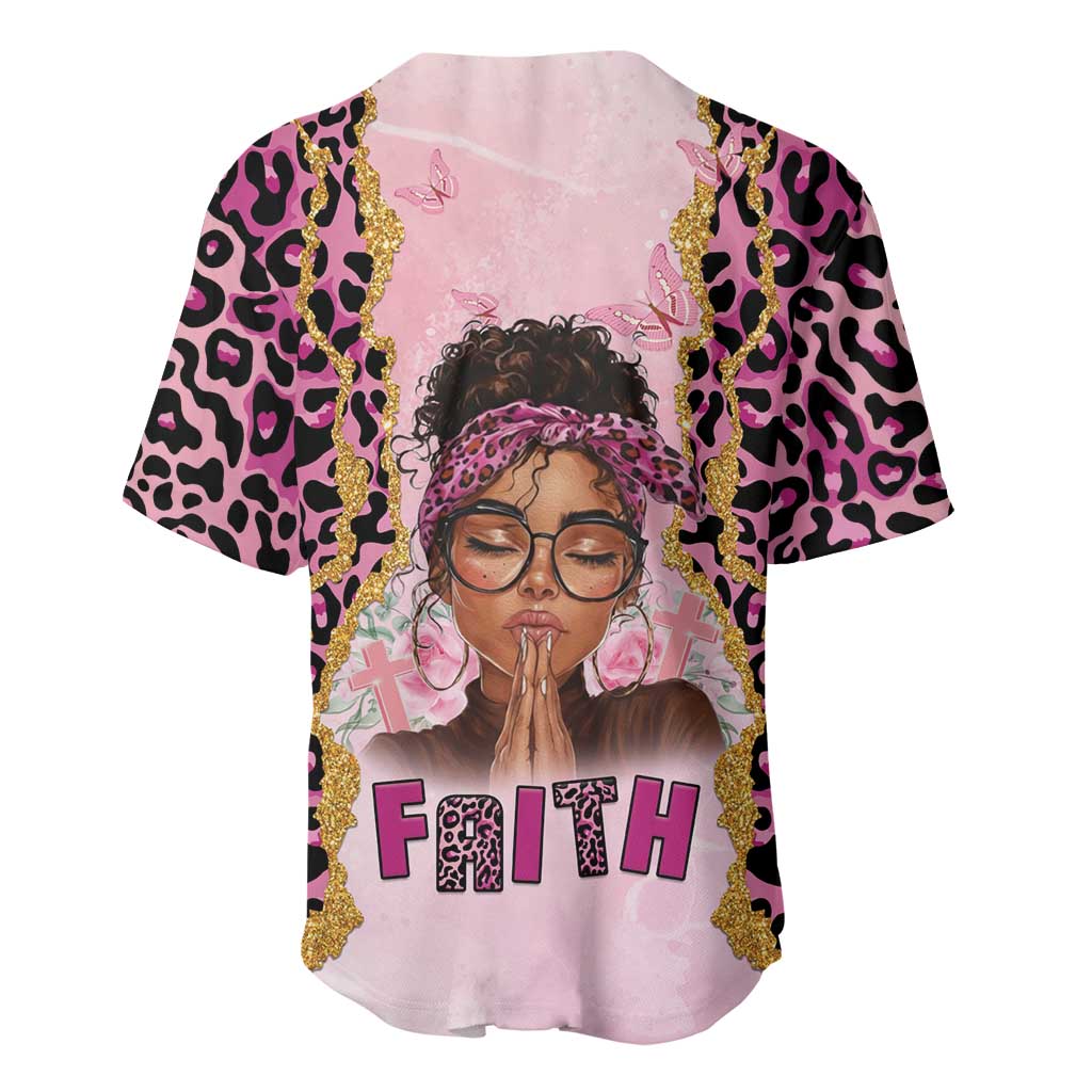 Black Her Story Baseball Jersey Faith Pink Leopard - Wonder Print Shop