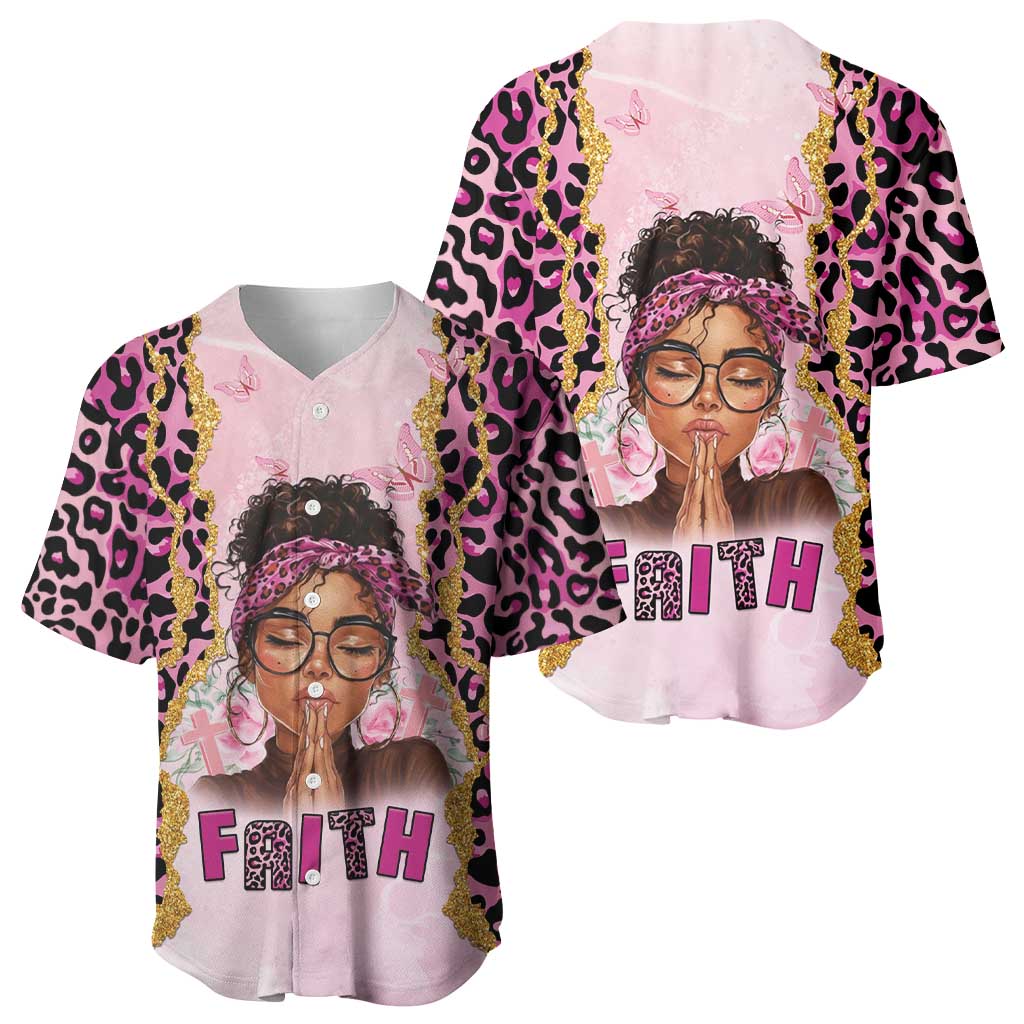 Black Her Story Baseball Jersey Faith Pink Leopard - Wonder Print Shop