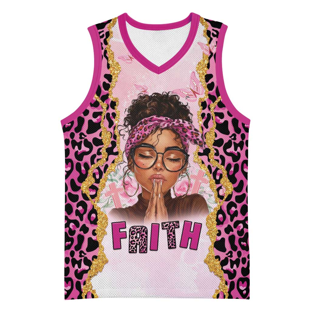 Black Her Story Basketball Jersey Faith Pink Leopard - Wonder Print Shop