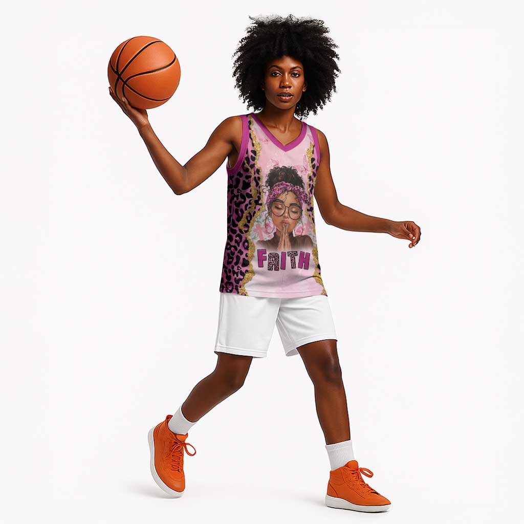 Black Her Story Basketball Jersey Faith Pink Leopard - Wonder Print Shop