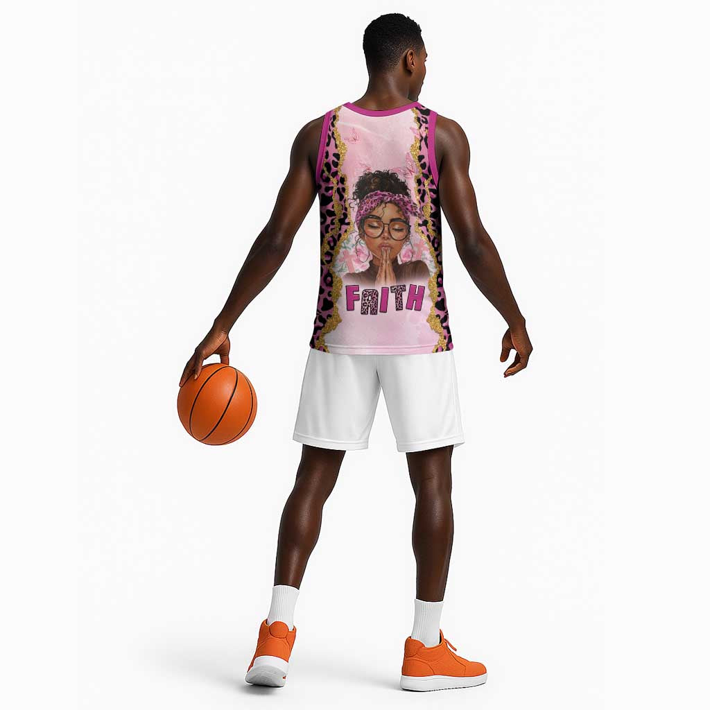 Black Her Story Basketball Jersey Faith Pink Leopard - Wonder Print Shop