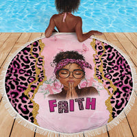 Black Her Story Beach Blanket Faith Pink Leopard - Wonder Print Shop