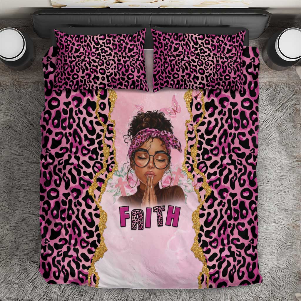 Black Her Story Bedding Set Faith Pink Leopard - Wonder Print Shop