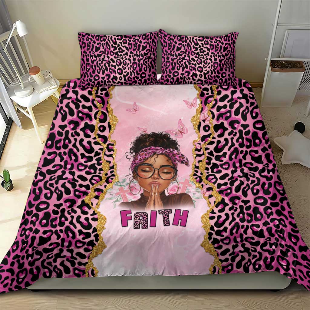 Black Her Story Bedding Set Faith Pink Leopard - Wonder Print Shop