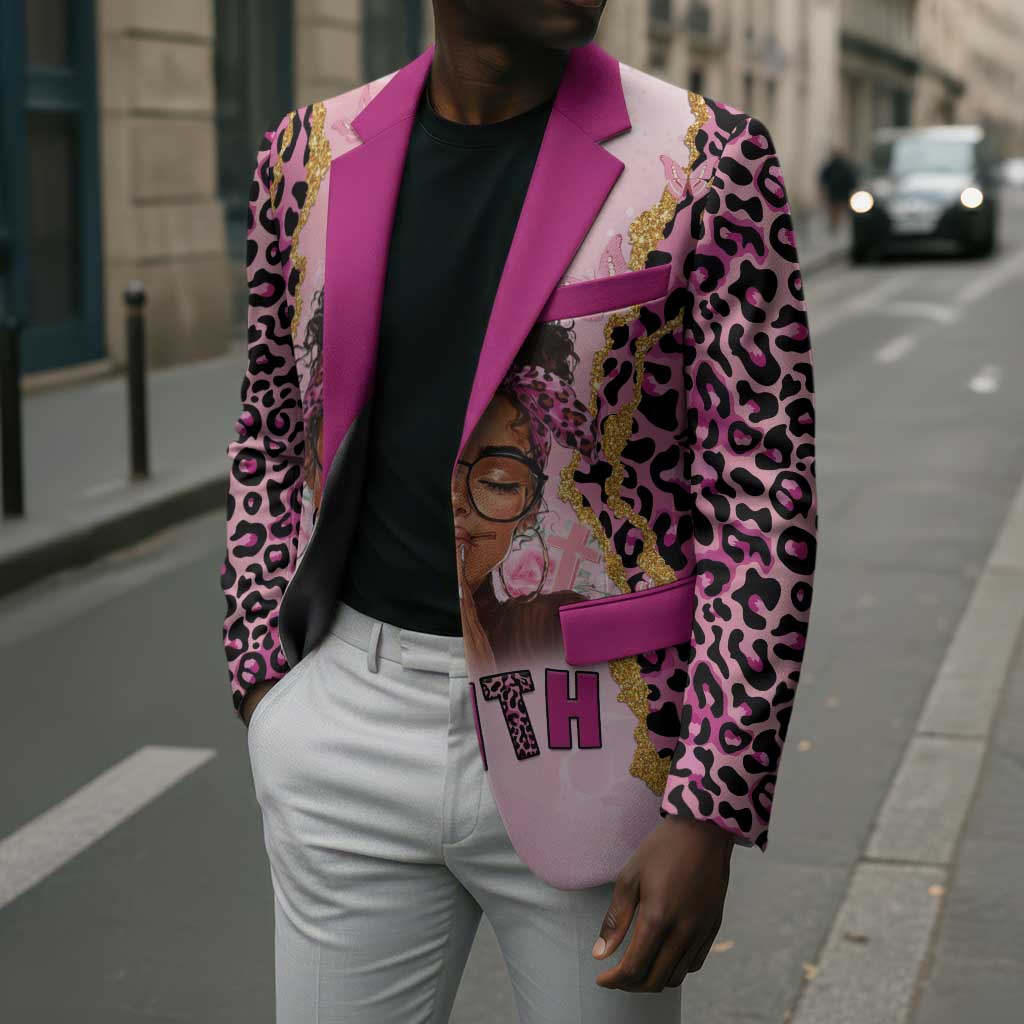 Black Her Story Blazer Faith Pink Leopard - Wonder Print Shop