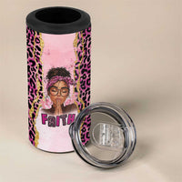 Black Her Story 4 in 1 Can Cooler Tumbler Faith Pink Leopard - Wonder Print Shop