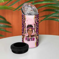 Black Her Story 4 in 1 Can Cooler Tumbler Faith Pink Leopard - Wonder Print Shop
