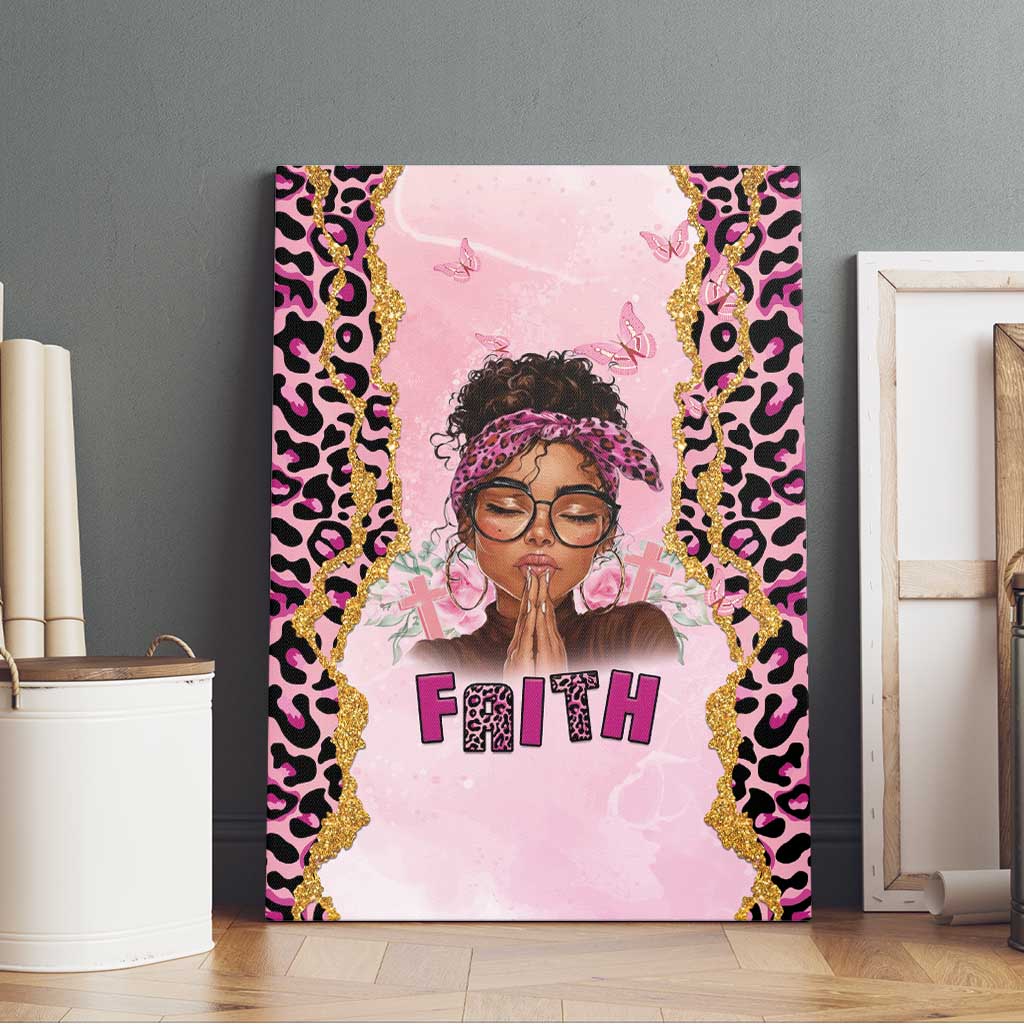 Black Her Story Canvas Wall Art Faith Pink Leopard - Wonder Print Shop