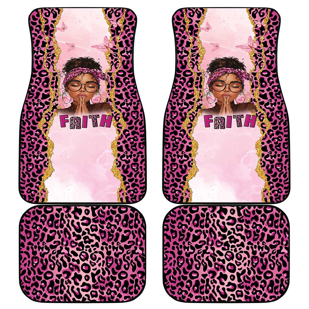 Black Her Story Car Mats Faith Pink Leopard - Wonder Print Shop