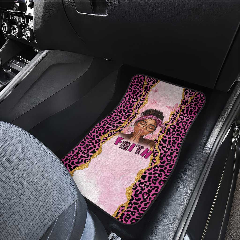 Black Her Story Car Mats Faith Pink Leopard - Wonder Print Shop