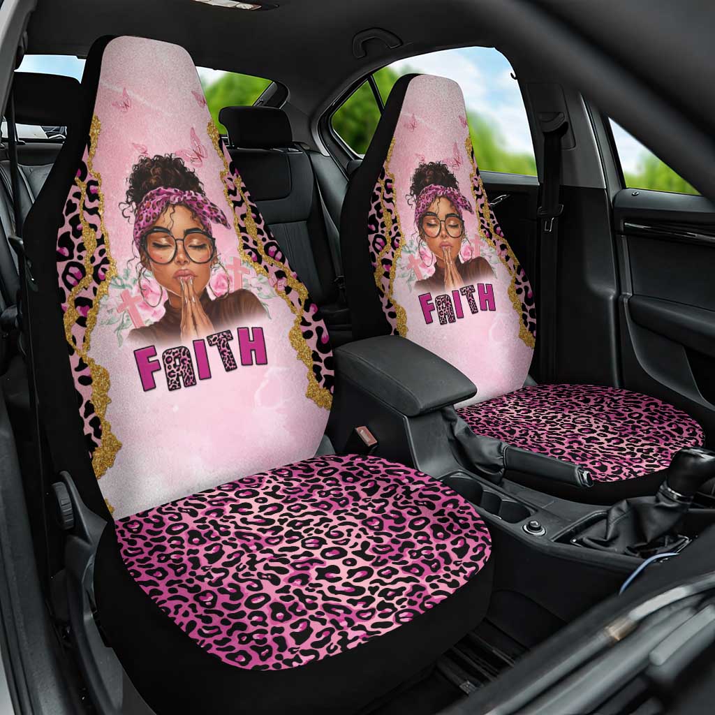 Black Her Story Car Seat Cover Faith Pink Leopard - Wonder Print Shop