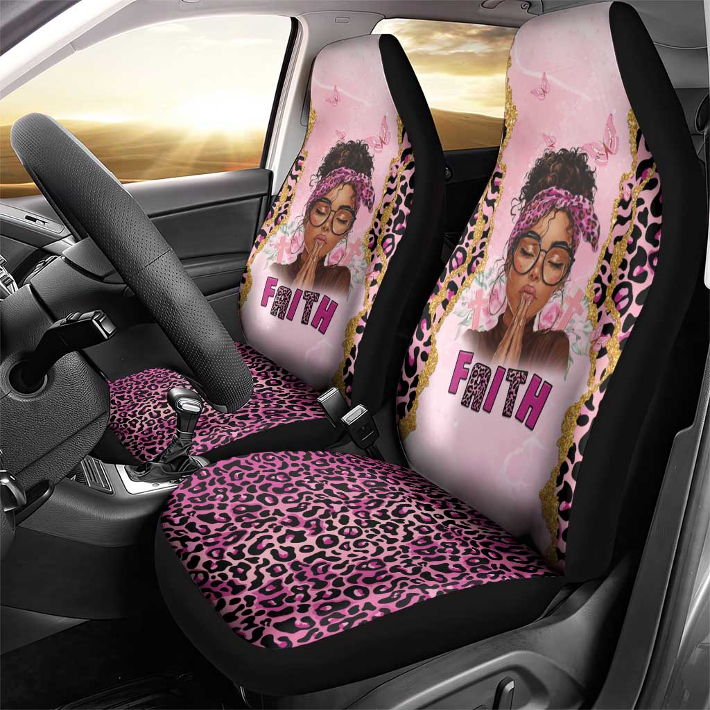 Black Her Story Car Seat Cover Faith Pink Leopard - Wonder Print Shop