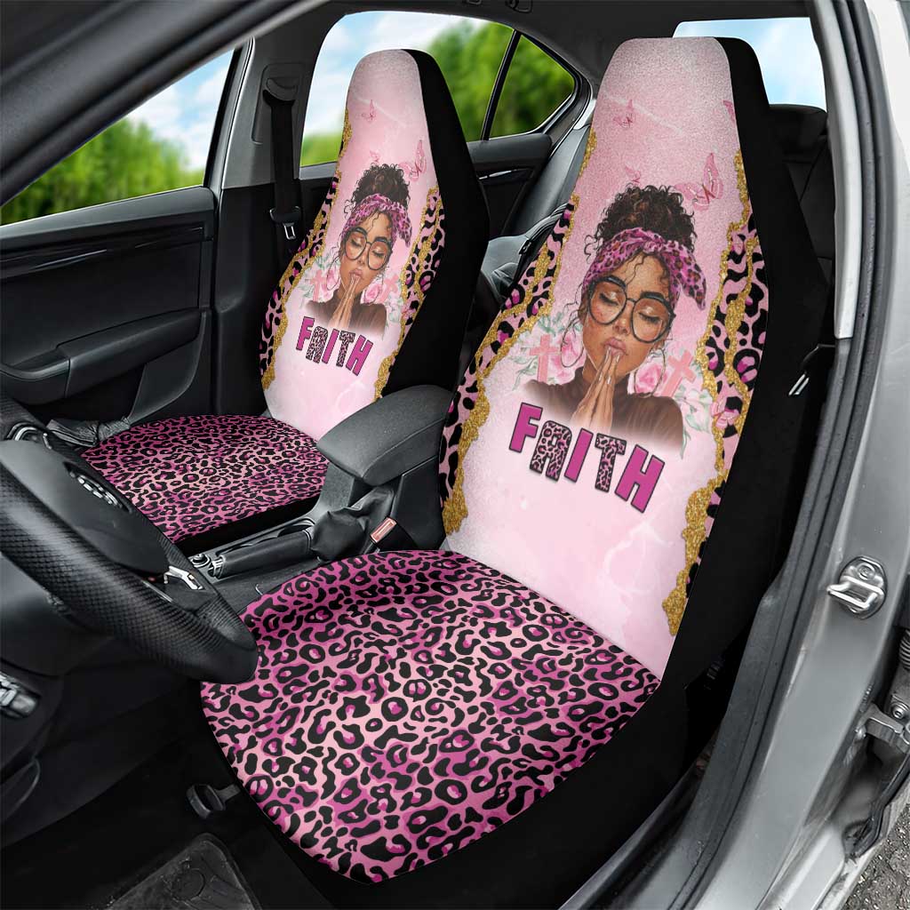Black Her Story Car Seat Cover Faith Pink Leopard - Wonder Print Shop