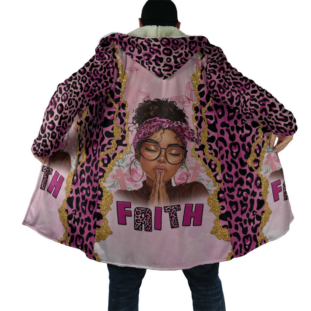 Black Her Story Cloak Faith Pink Leopard - Wonder Print Shop