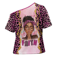 Black Her Story Cross Shoulder Shirt Faith Pink Leopard - Wonder Print Shop