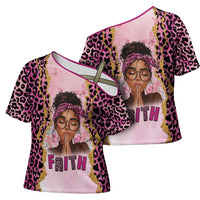 Black Her Story Cross Shoulder Shirt Faith Pink Leopard - Wonder Print Shop