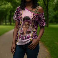 Black Her Story Cross Shoulder Shirt Faith Pink Leopard - Wonder Print Shop