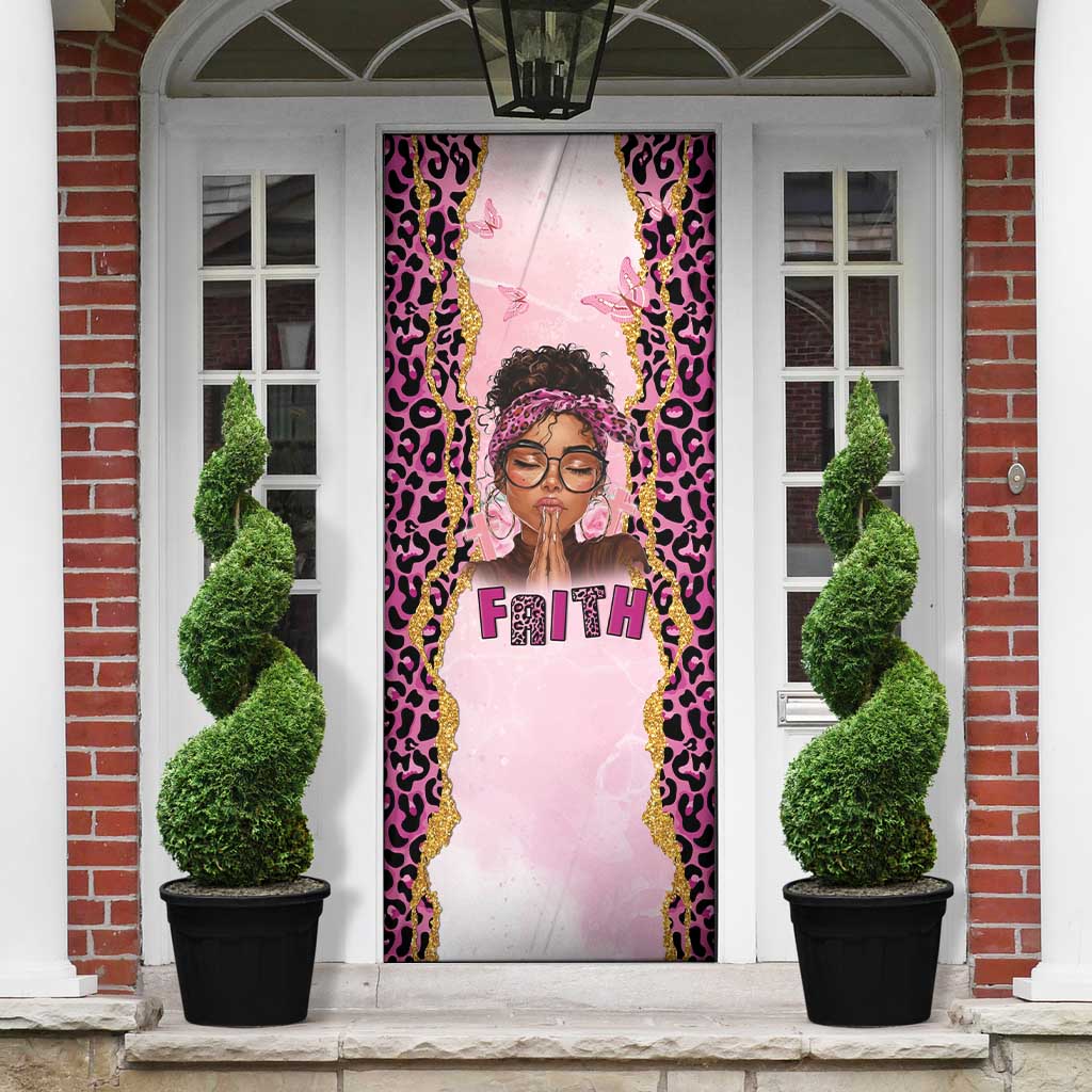 Black Her Story Door Cover Faith Pink Leopard - Wonder Print Shop
