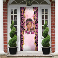 Black Her Story Door Cover Faith Pink Leopard - Wonder Print Shop