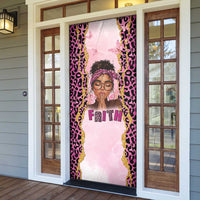 Black Her Story Door Cover Faith Pink Leopard - Wonder Print Shop