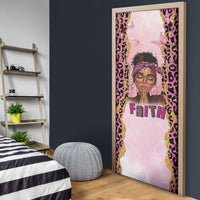 Black Her Story Door Cover Faith Pink Leopard - Wonder Print Shop