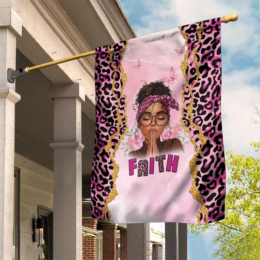 Black Her Story Garden Flag Faith Pink Leopard - Wonder Print Shop