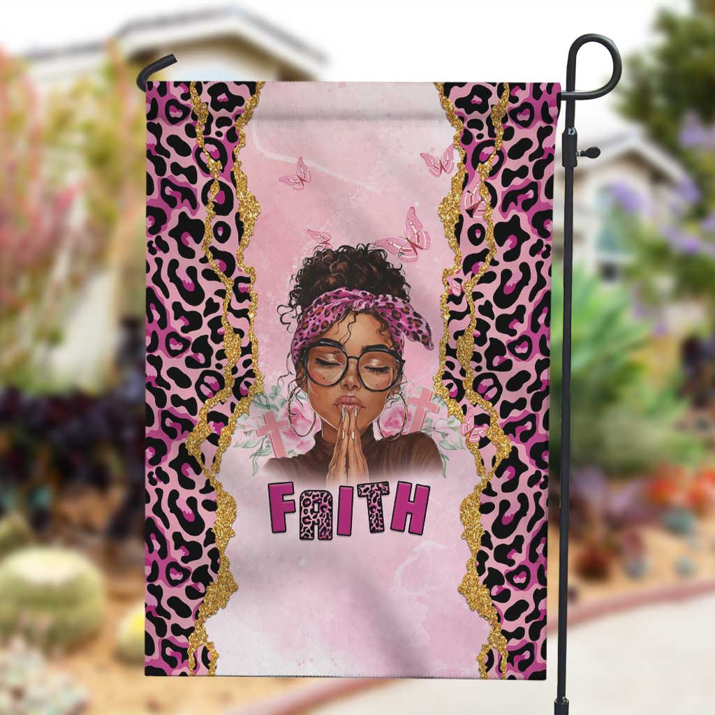 Black Her Story Garden Flag Faith Pink Leopard - Wonder Print Shop