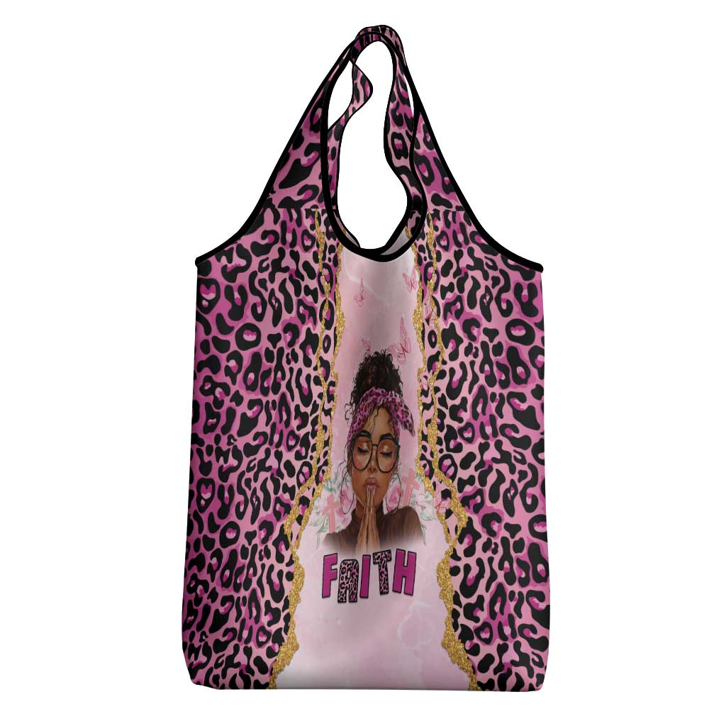 Black Her Story Grocery Bag Faith Pink Leopard - Wonder Print Shop