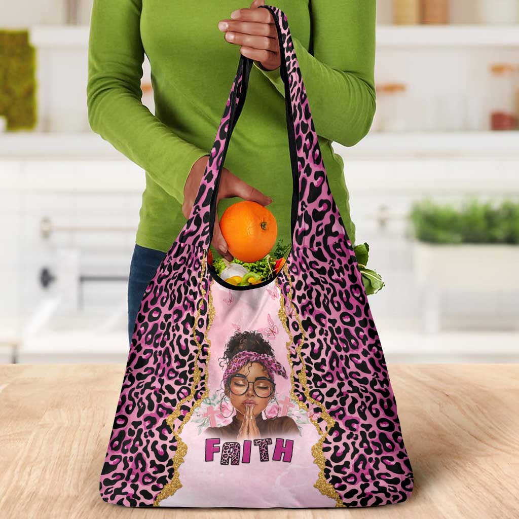 Black Her Story Grocery Bag Faith Pink Leopard - Wonder Print Shop