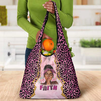 Black Her Story Grocery Bag Faith Pink Leopard - Wonder Print Shop