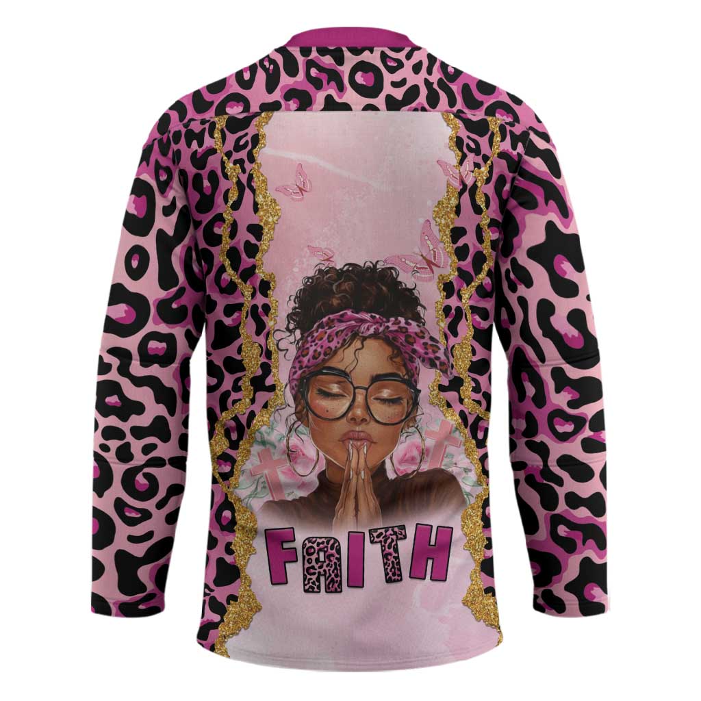 Black Her Story Hockey Jersey Faith Pink Leopard - Wonder Print Shop