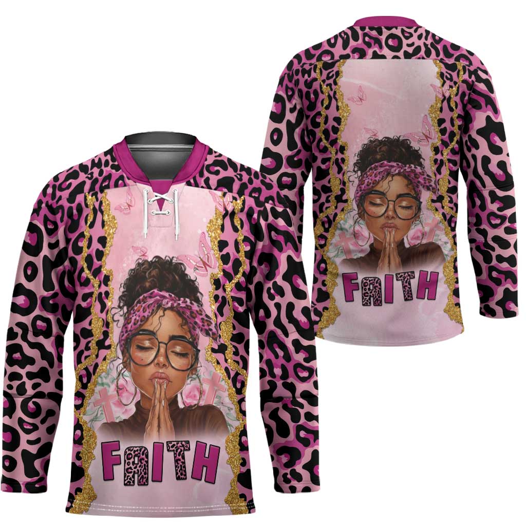 Black Her Story Hockey Jersey Faith Pink Leopard - Wonder Print Shop