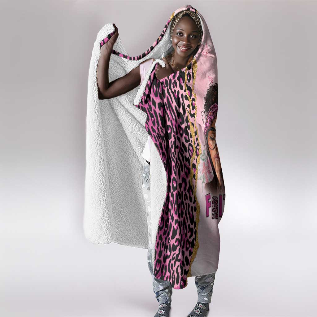 Black Her Story Hooded Blanket Faith Pink Leopard - Wonder Print Shop