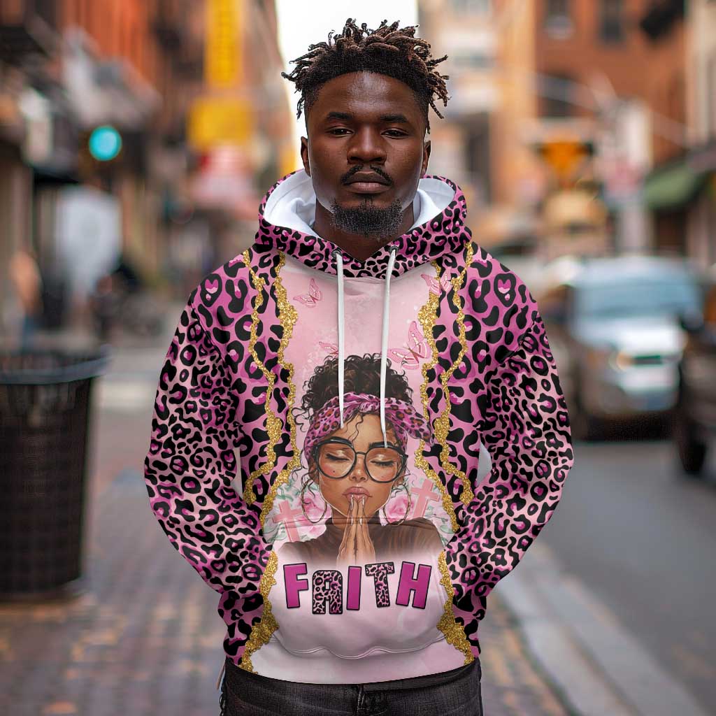 Black Her Story Hoodie Faith Pink Leopard - Wonder Print Shop