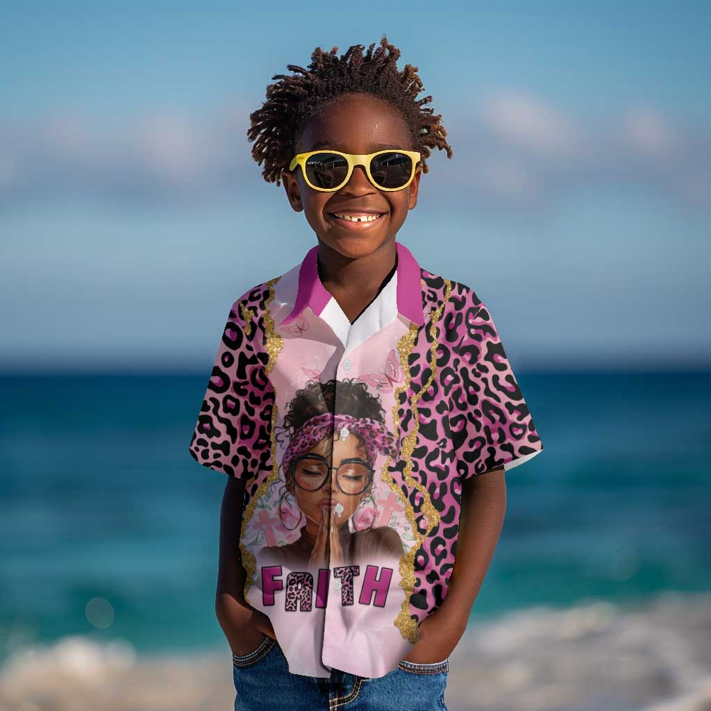 Black Her Story Kid Hawaiian Shirt Faith Pink Leopard - Wonder Print Shop