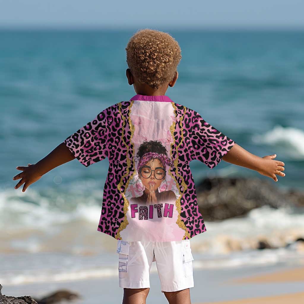 Black Her Story Kid Hawaiian Shirt Faith Pink Leopard - Wonder Print Shop