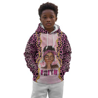 Black Her Story Kid Hoodie Faith Pink Leopard - Wonder Print Shop