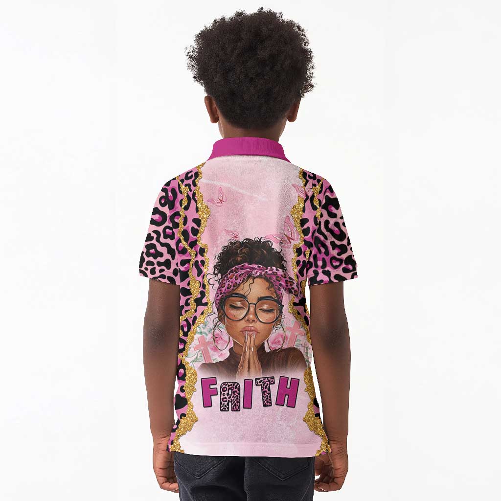 Black Her Story Kid Polo Shirt Faith Pink Leopard - Wonder Print Shop