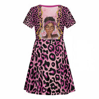 Black Her Story Kid Short Sleeve Dress Faith Pink Leopard - Wonder Print Shop