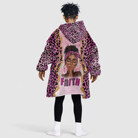 Black Her Story Kid Wearable Blanket Hoodie Faith Pink Leopard - Wonder Print Shop