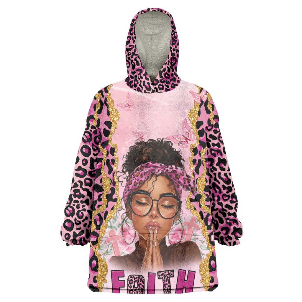 Black Her Story Kid Wearable Blanket Hoodie Faith Pink Leopard - Wonder Print Shop